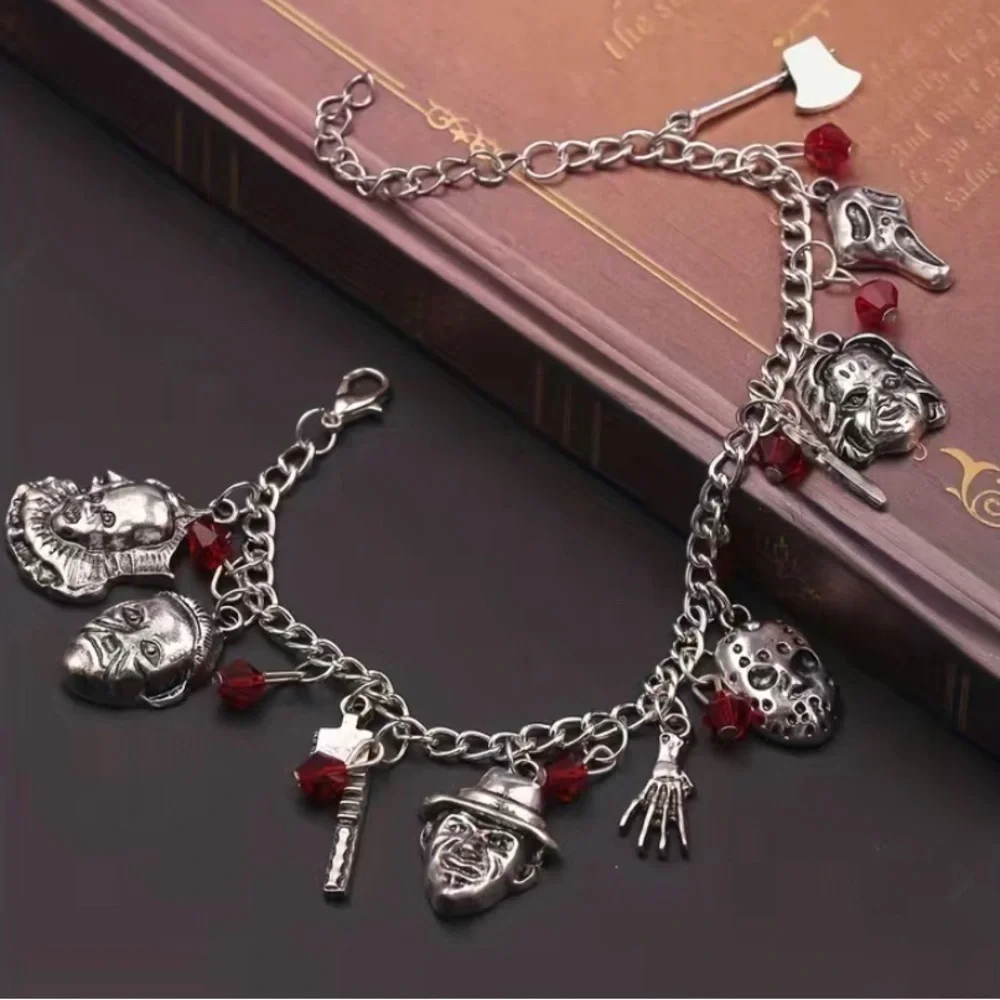 Halloween Charm Bracelet Men Gothic Punk Dagger It Scream Freddie Kruger